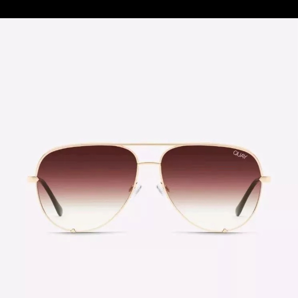 Quay Australia Gold Aviator Sunglasses with Brown Gradient Lenses